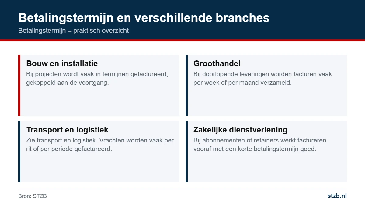 Betalingstermijn: betalingstermijn en verschillende branches
